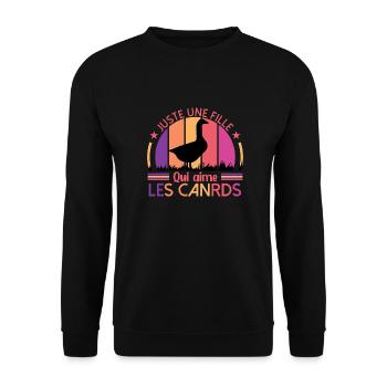 Juste Une Fille Qui Aime Les Canards - Sweat-shirt Unisexe - noir - Devant - Alina (178cm) & Michal (187cm)