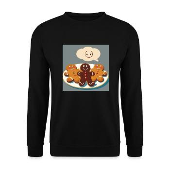 Lebkuchen / Lebkuchenmann / Weihnachten - Unisex Pullover - Schwarz - Vorne - Alina (178cm) & Michal (187cm)