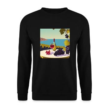 Wein / Rotwein / Weißwein - Unisex Pullover - Schwarz - Vorne - Alina (178cm) & Michal (187cm)