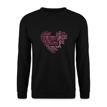 Herz aus Tschechen Schriftzug - Unisex Pullover - Schwarz - Vorne - Alina (178cm) & Michal (187cm)