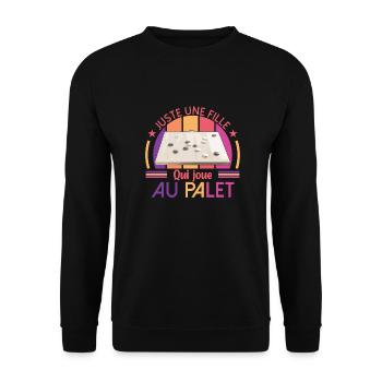 Juste Une Fille Qui Joue Au Palet - une palétiste - Sweat-shirt Unisexe - noir - Devant - Alina (178cm) & Michal (187cm)