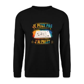 je peux pas j'ai palet idée cadeau palet breton - Sweat-shirt Unisexe - noir - Devant - Alina (178cm) & Michal (187cm)