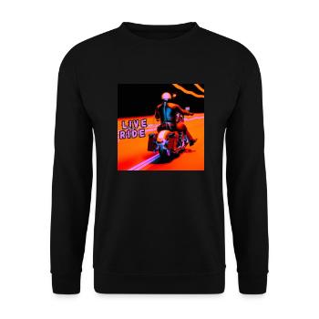 Rider and motorcycle rear view - modern outline - Unisex Sweatshirt - black - Front - Alina (178cm) & Michal (187cm)