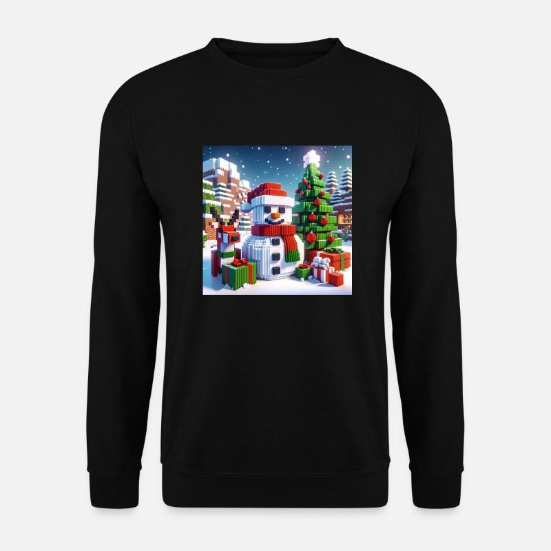 Schneemann Pixel Weihnachten - Unisex Pullover - Schwarz