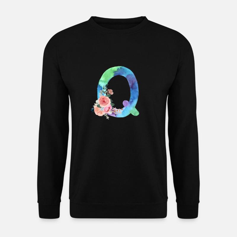 Buchstabe q Aquarell - Unisex Pullover - Schwarz