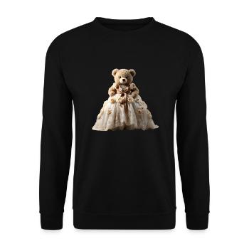 Teddy bear in wedding dress - Unisex Sweatshirt - black - Front - Alina (178cm) & Michal (187cm)