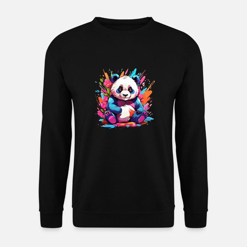 Bunter Panda - Unisex Pullover - Schwarz