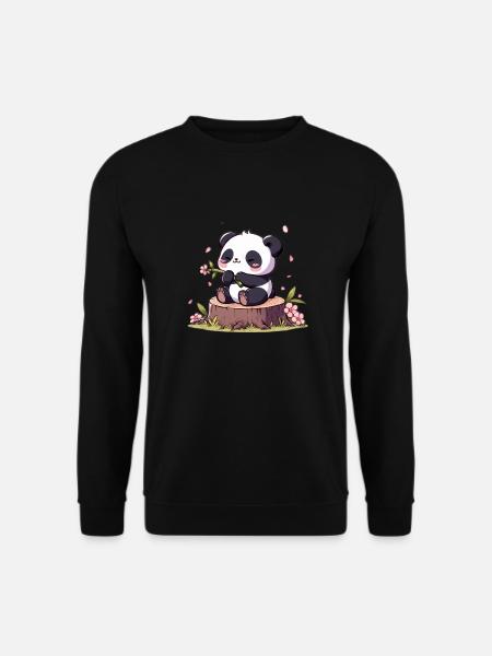 Panda on tree stump - Unisex Sweatshirt - black