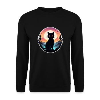 chat paysage et coucher de soleil - Sweat-shirt Unisexe - noir - Devant - Alina (178cm) & Michal (187cm)