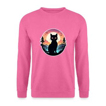 Katzenlandschaft und Sonnenuntergang - Unisex Pullover - Pink - Vorne