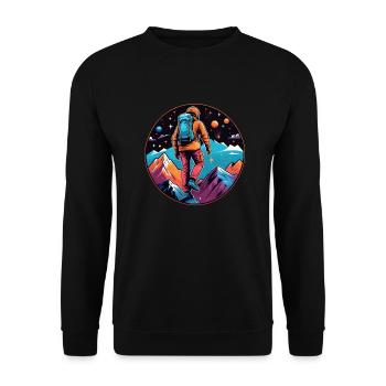 Klettern - Mond - Weltraum - Unisex Pullover - Schwarz - Vorne - Alina (178cm) & Michal (187cm)