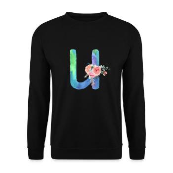 Lettre u watercolor - Sweat-shirt Unisexe - noir - Devant - Alina (178cm) & Michal (187cm)