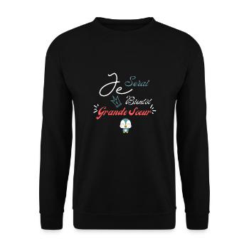 Je serai bientôt grande sœur-annonce grossesse - Sweat-shirt Unisexe - noir - Devant - Alina (178cm) & Michal (187cm)