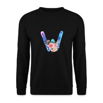 Letter w watercolor - Unisex Sweatshirt - black - Front - Alina (178cm) & Michal (187cm)
