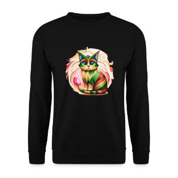 Color Burst Cat - Unisex Sweatshirt - black - Front - Alina (178cm) & Michal (187cm)