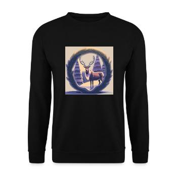 Rentier Kranz - Unisex Pullover - Schwarz - Vorne - Alina (178cm) & Michal (187cm)