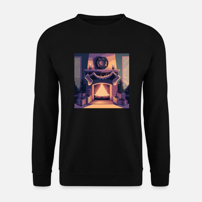 Weihnachtlicher Kamin - Unisex Pullover - Schwarz