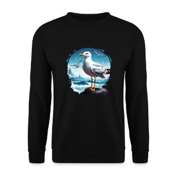 Seagull / Animal / Harbour / Bird / Sea / Water - Unisex Sweatshirt - black - Front - Alina (178cm) & Michal (187cm)