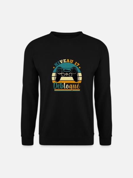 Niveau 17 Débloqué - Gamer Anniversaire 17 ans - Sweat-shirt Unisexe - noir