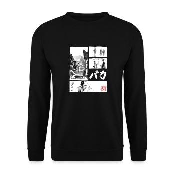 Baka manga für schwarz - Unisex Pullover - Schwarz - Vorne - Alina (178cm) & Michal (187cm)