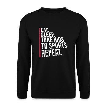 Mangez, dormez, emmenez les enfants faire du sport, répétez le dicton des parents - Sweat-shirt Unisexe - noir - Devant - Alina (178cm) & Michal (187cm)