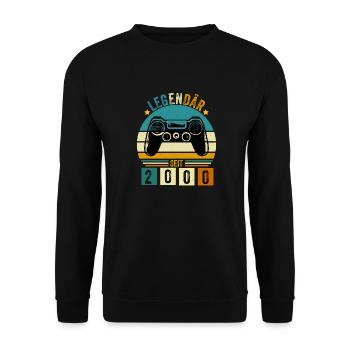 legendär seit 2000 konsole gamer 2000 - Unisex Pullover - Schwarz - Vorne - Alina (178cm) & Michal (187cm)