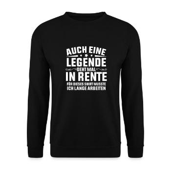 Auch Eine Legende Geht Mal In Rente Geschenk Rente - Unisex Pullover - Schwarz - Vorne - Alina (178cm) & Michal (187cm)