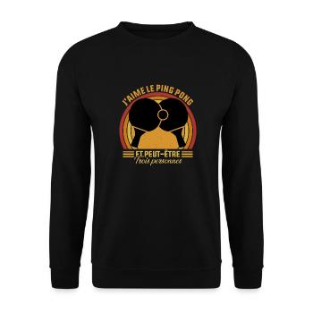 j'aime le Ping Pong et peut être trois personnes - Sweat-shirt Unisexe - noir - Devant - Alina (178cm) & Michal (187cm)