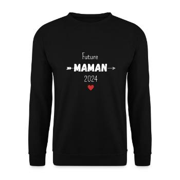Future maman 2024 - Sweat-shirt Unisexe - noir - Devant - Alina (178cm) & Michal (187cm)