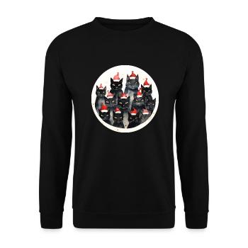 Aquarelle Chats de Noël - Sweat-shirt Unisexe - noir - Devant - Alina (178cm) & Michal (187cm)