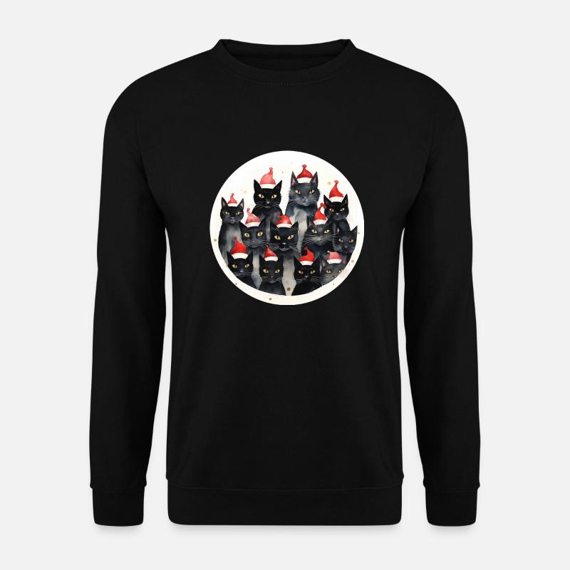 Aquarell Weihnachtskatzen - Unisex Pullover - Schwarz