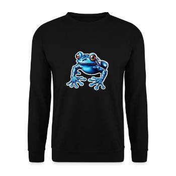 Frosch / Tier / Quack / Kröte / Teich / hüpfen - Unisex Pullover - Schwarz - Vorne - Alina (178cm) & Michal (187cm)