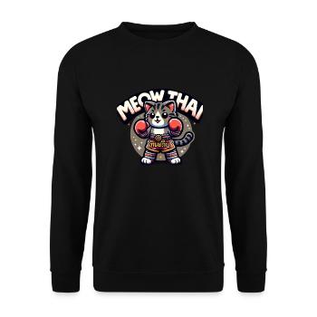 Arts martiaux mixtes Miaou Thaï Muay Thai Cat - Sweat-shirt Unisexe - noir - Devant - Alina (178cm) & Michal (187cm)