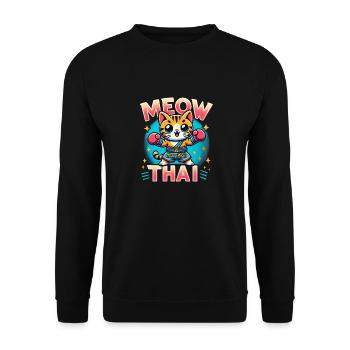 Arts martiaux mixtes Miaou Thaï Muay Thai Cat - Sweat-shirt Unisexe - noir - Devant - Alina (178cm) & Michal (187cm)