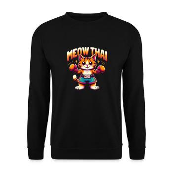 Arts martiaux mixtes Miaou Thaï Muay Thai Cat - Sweat-shirt Unisexe - noir - Devant - Alina (178cm) & Michal (187cm)