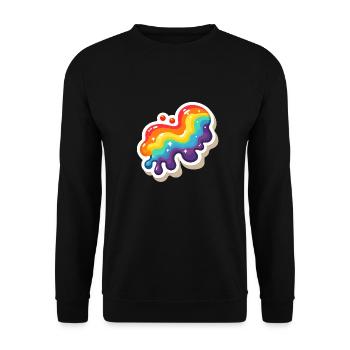 Regenbogen-Pouring-Farbe - Unisex Pullover - Schwarz - Vorne - Alina (178cm) & Michal (187cm)