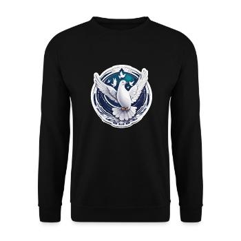 Dove of Peace / Bird / Animal / Flying / Wedding - Unisex Sweatshirt - black - Front - Alina (178cm) & Michal (187cm)