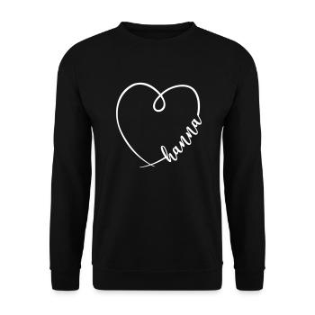 Hanna Name Kalligrafie Herz - Unisex Pullover - Schwarz - Vorne - Alina (178cm) & Michal (187cm)