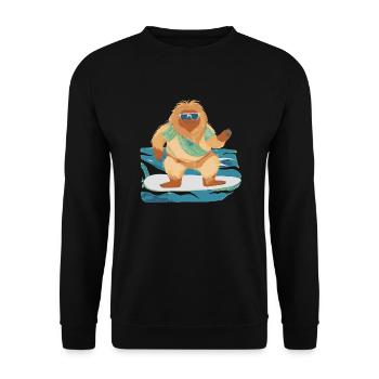 Bigfoot on surfboard - Unisex Sweatshirt - black - Front - Alina (178cm) & Michal (187cm)