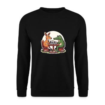 Kangaroo vs Crocodile: A Fun Chess Design - Unisex Sweatshirt - black - Front - Alina (178cm) & Michal (187cm)