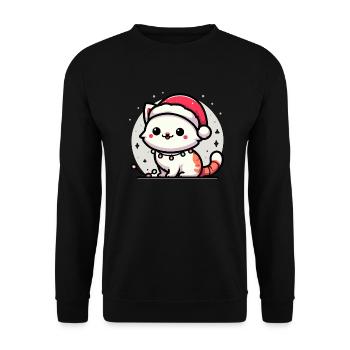 Cute Christmas Cat Santa Hat Christmas Lights - Unisex Sweatshirt - black - Front - Alina (178cm) & Michal (187cm)