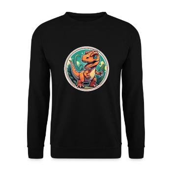 Karikatur-Dinosaurier - Unisex Pullover - Schwarz - Vorne - Alina (178cm) & Michal (187cm)