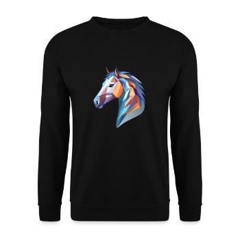 Pferdekopf - Unisex Pullover - Schwarz - Vorne - Alina (178cm) & Michal (187cm)