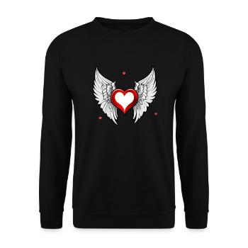 coeur rouge avec des ailes - Sweat-shirt Unisexe - noir - Devant - Alina (178cm) & Michal (187cm)