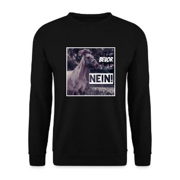 Spirit Motto Nein - Unisex Pullover - Schwarz - Vorne - Alina (178cm) & Michal (187cm)