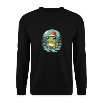 Weihnachtsfrosch Kawaii - Unisex Pullover - Schwarz - Vorne - Alina (178cm) & Michal (187cm)