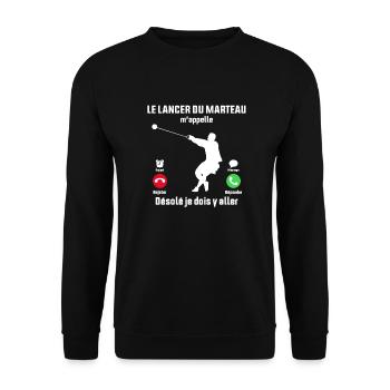 Le Lancer du Marteau M'appelle - Sweat-shirt Unisexe - noir - Devant - Alina (178cm) & Michal (187cm)