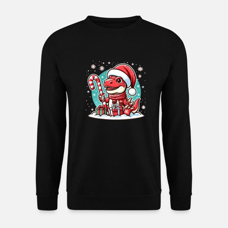 Christmas Red Dinosaur - Unisex Sweatshirt - black