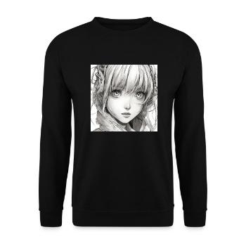Manga Gir - Unisex Pullover - Schwarz - Vorne - Alina (178cm) & Michal (187cm)