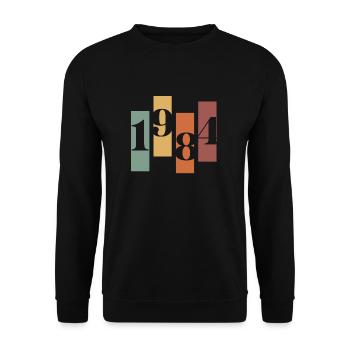 1984 Vintage Retro - Unisex Pullover - Schwarz - Vorne - Alina (178cm) & Michal (187cm)